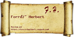 Forró Herbert névjegykártya